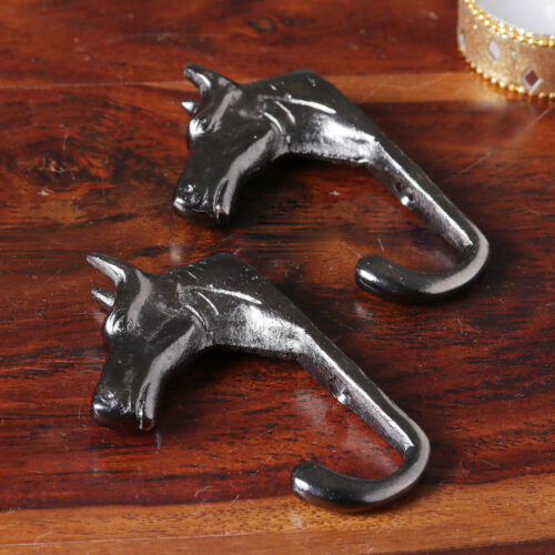 Antiqued Finished Horse-Shaped Brass Wall Hooks from India, 'Regal Horse'