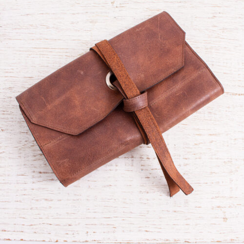 Artisan Crafted Chestnut Brown Leather Small Tool Roll Bag, 'Ready for Work'