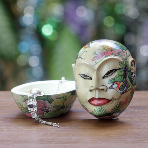 Artisan Crafted Hindu Theme Decorative Box from Bali, 'Portrait of Sugriwa'