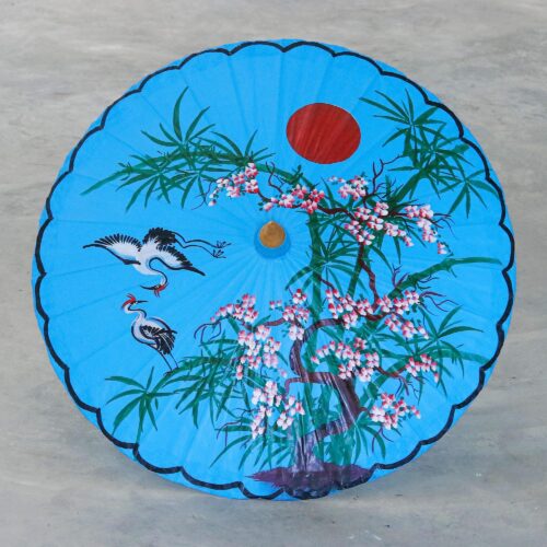 Artisan Crafted Parasol from Thailand, 'Blue Cherry Blossom'