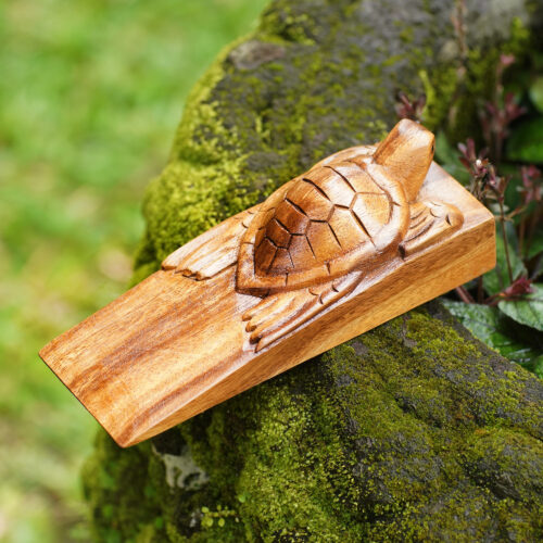 Baby Turtle Suar Wood Door Stopper from Bali, 'Baby Turtle'