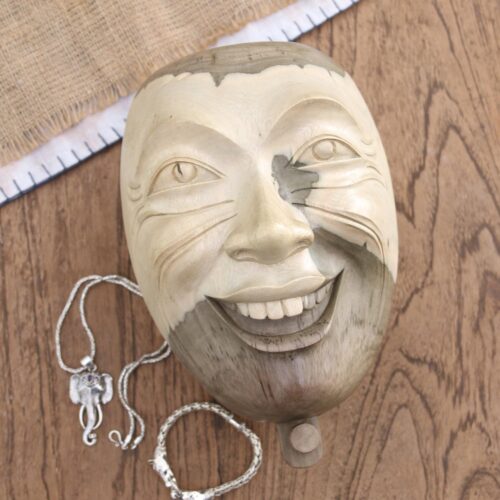 Balinese Hibiscus Wood Decorative Box, 'Balinese Theater'