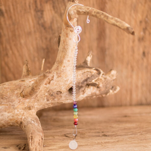 Crystal Beaded Home Accent with St. Benedict Pendant, 'St. Benedict 7 Chakras'