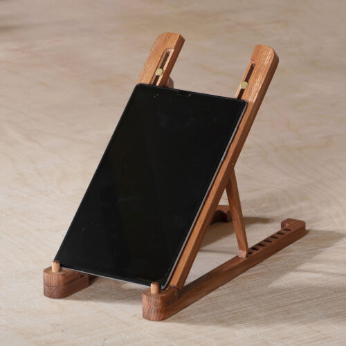 Eco-Friendly Repurposed Beechwood Foldable Tablet Stand, 'Practical Minimalism'