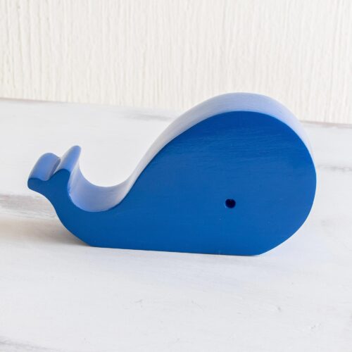 Hand-carved Blue Whale Wood Phone Holder From Guatemala, 'Blue Whale'