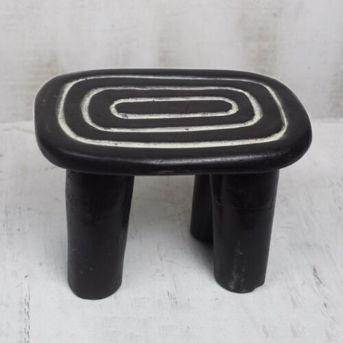 Hand Carved Decorative Mini Wood Throne, 'African Target'