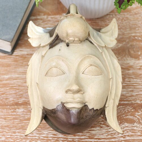 Hand Carved Hibiscus Wood Decorative Box, 'Sweet Mangosteen'