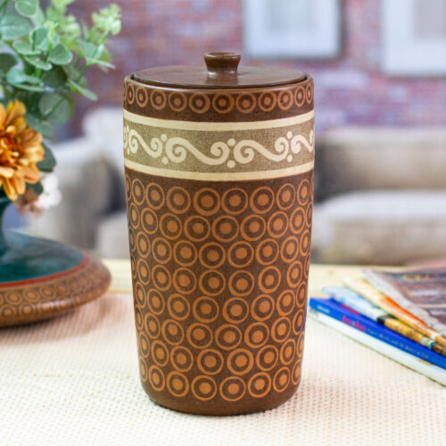 Hand Crafted Ceramic Decorative Jar from Mexico, 'Waves'