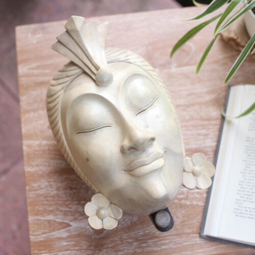 Hand Made Decorative Hibiscus Wood Box, 'Frangipani Accent'