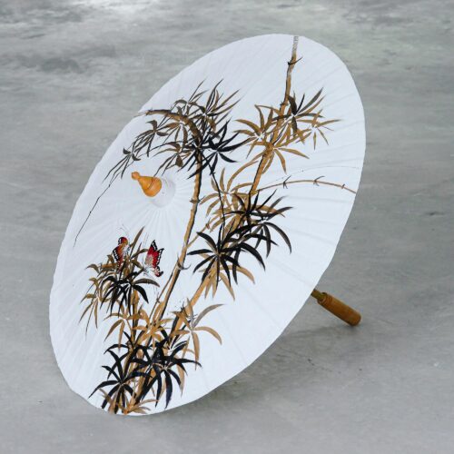 Hand-Painted Decorative Cotton Parasol from Thailand, 'Waving in the Wind'