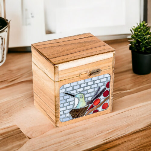 Handcrafted Hummingbird Mosaic Decorative Box in Bright Hues, 'Harmonious Secrets'