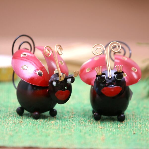 Handcrafted Steel Lady Bug Decorative Accents (Pair), 'Lady Bug Duo'