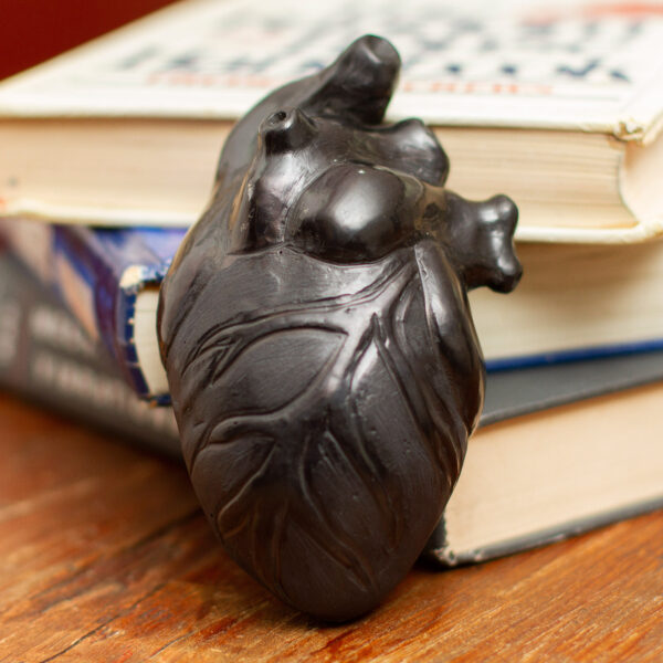 Handmade Black Clay Sculpture, 'Whole Heart' Handmade Black Clay Sculpture, 'Whole Heart'