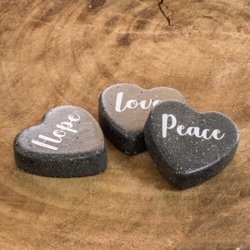 Handmade Concrete Home Accents (Set of 3), 'Love, Peace and Hope'