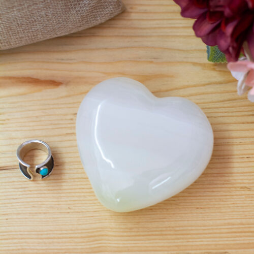 Heart-Shaped White Onyx Home Accent Hand-Carved in Mexico, 'Take my Heart'