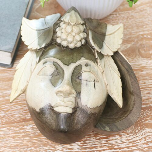 Hibiscus Wood Decorative Box with Grape Motif, 'Juicy Grapes'