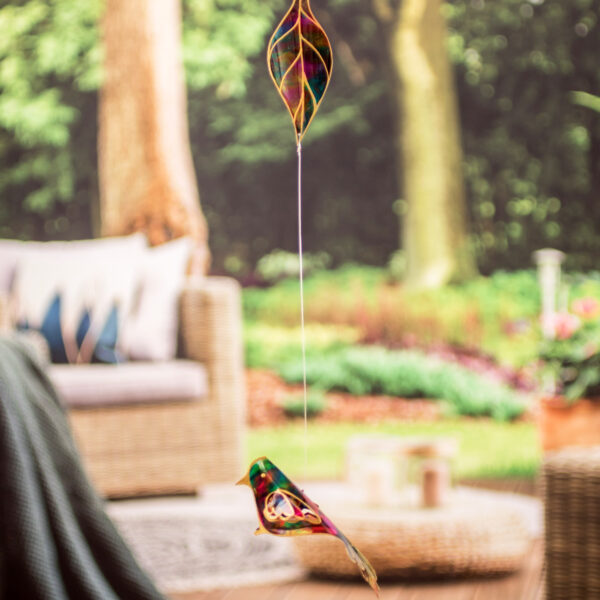 Leafy and Bird-Themed Handcrafted Recycled Plastic Mobile, 'Leafy Imagination' Leafy and Bird-Themed Handcrafted Recycled Plastic Mobile, 'Leafy Imagination'