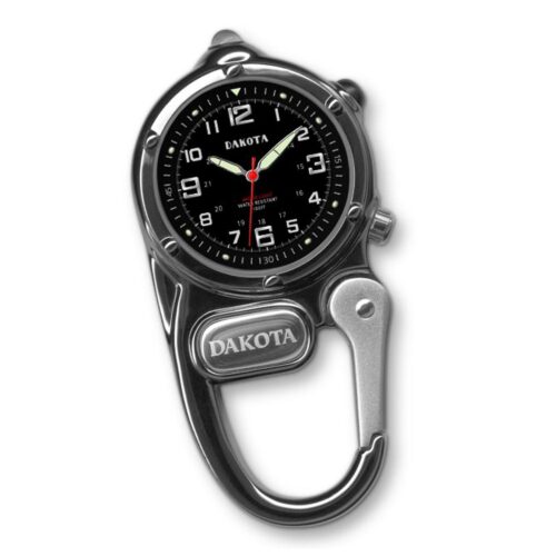 Metal Carabiner Clip Watch, 'Time Out In Gunmetal'