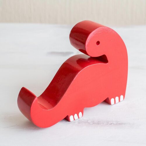 Red Dinosaur Shaped Phone Holder, 'Dino in Red'