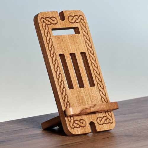 Traditional Handcrafted Beechwood Phone Holder, 'Ancestor's Blessing'