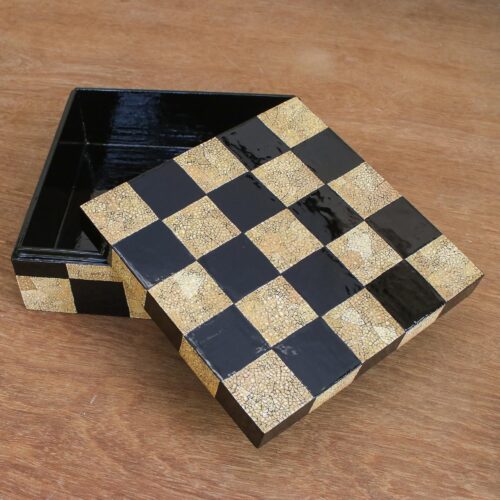 Wood Mosaic Decorative Box from Thailand, 'Mosaic Chess'